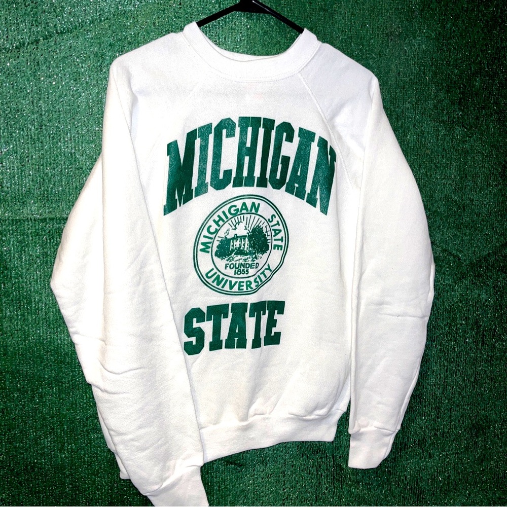 vintage 90s Michigan State University Spartans Crewneck Sweatshirt M NCAA MSU MI